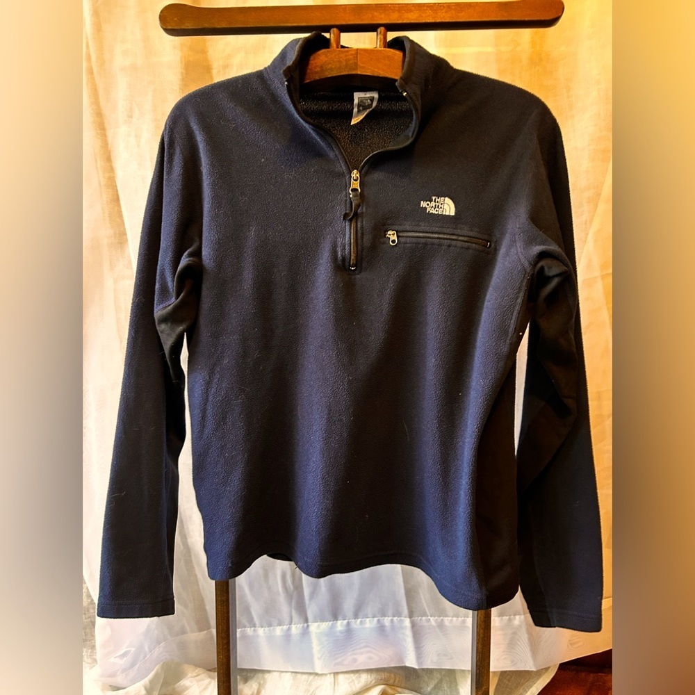 Northface 1/4 zip men’s navy and black fleece size large - Picture 1 of 9